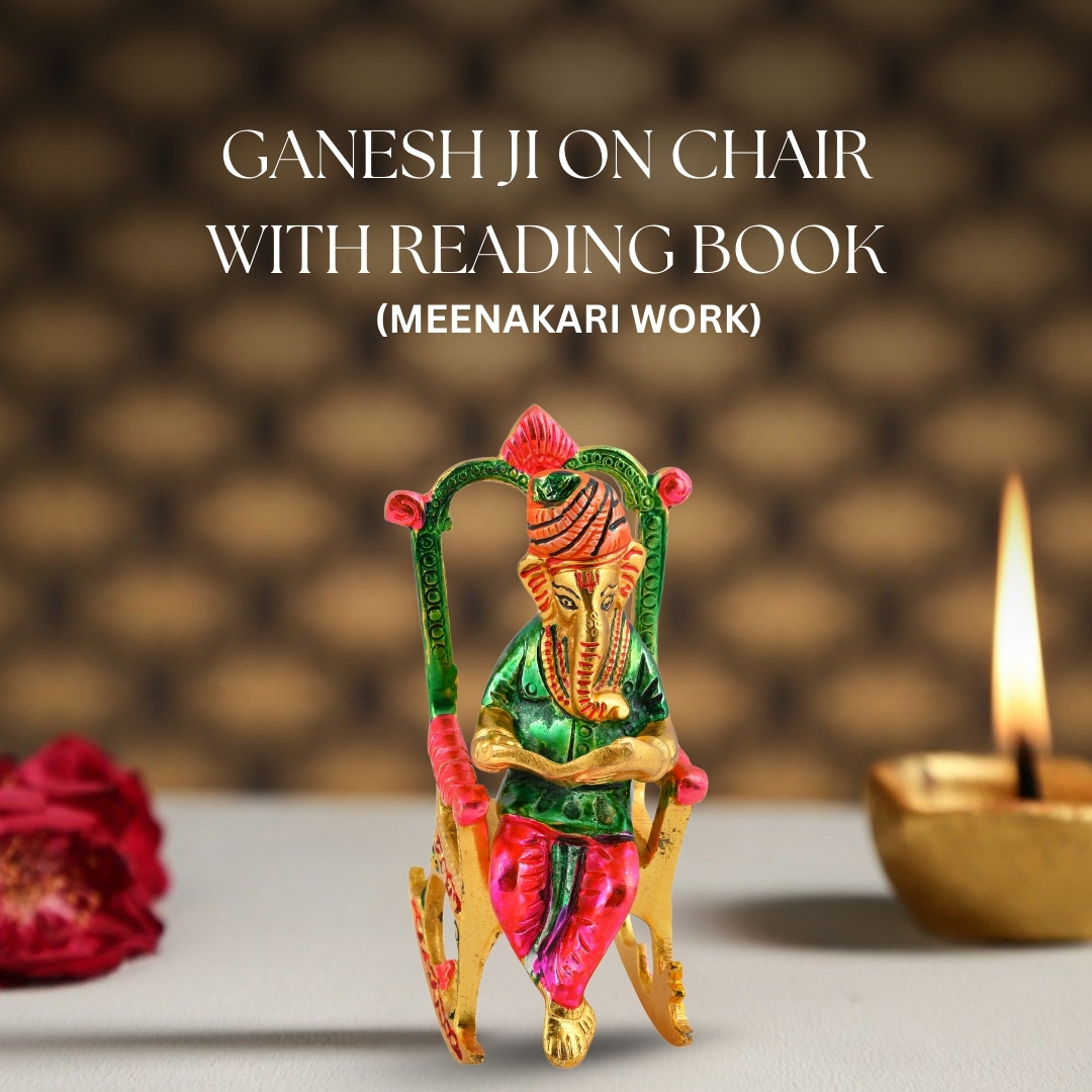 Ganesh Ji on Chair with Reading Book (Minakari Work)