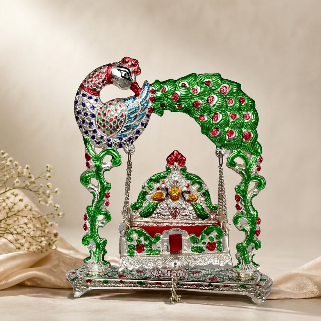 Peacock Design Multi-color Laddu Gopal Jhula